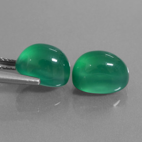 Pedras preciosas de ágata verde natural de 7,42 ct, corte oval, translúcido