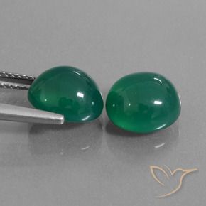 Pedras preciosas de Ágata Verde floresta natural de 6.41 ct, oval, Translúcido