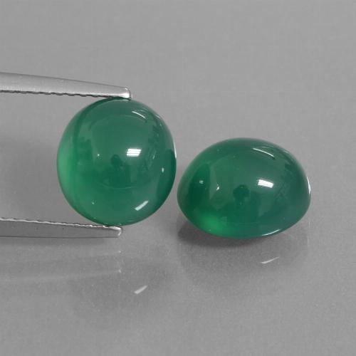 Pedras preciosas de ágata verde natural de 6,09 ct, corte oval, translúcido