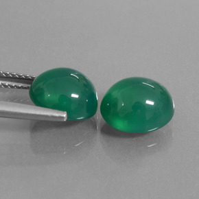 Pedras preciosas de ágata verde natural de 6,09 ct, corte oval, translúcido