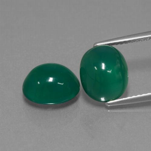 Pedras preciosas de Ágata Verde natural de 5.87 ct, Corte Oval, Translúcido
