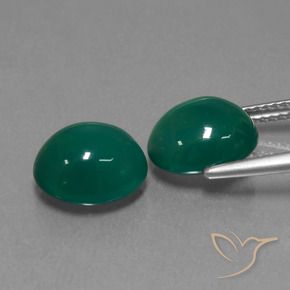 Pedras preciosas de Ágata Verde profundo médio natural de 7.06 ct, oval, Translúcido