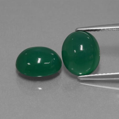 Pedras preciosas de ágata verde natural de 5,94 ct, corte oval, translúcido
