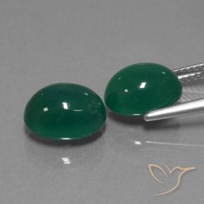 Pedras preciosas de Ágata Verde médio natural de 6.79 ct, oval, Translúcido