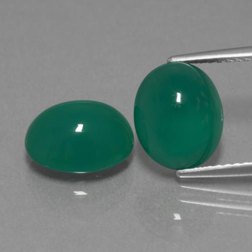 Pedras preciosas de ágata verde natural de 6,14 ct, corte oval, translúcido