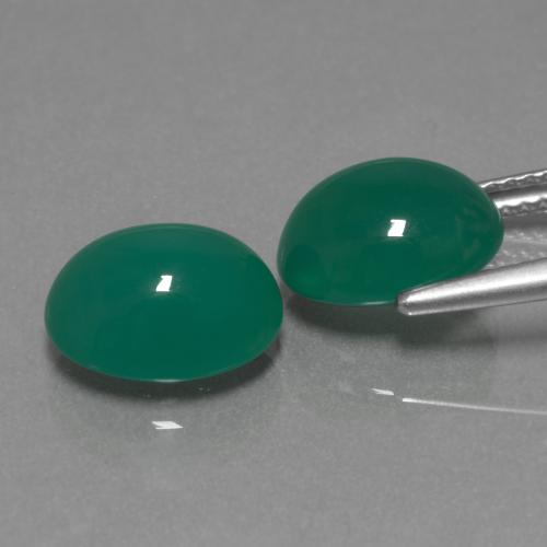 Pedras preciosas de ágata verde natural de 6,14 ct, corte oval, translúcido