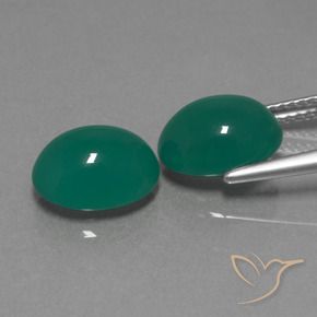 Pedras preciosas de Ágata Verde médio natural de 6.27 ct, oval, Translúcido