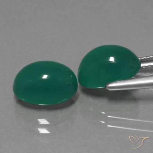 Pedras preciosas de Ágata Verde médio natural de 4.93 ct, oval, Translúcido