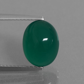 Ágata verde natural 3,82ct, corte oval, translúcido