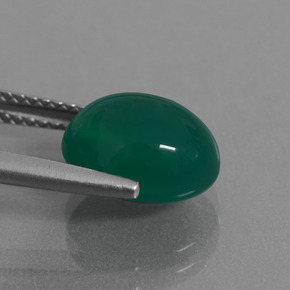 Ágata verde natural 3,82ct, corte oval, translúcido
