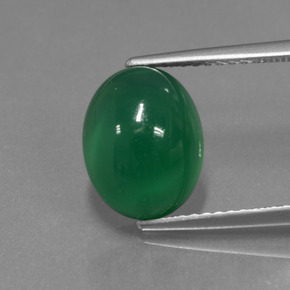 Ágata verde natural 3,82ct, corte oval, translúcido