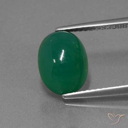 3.49ct Natural Verde profundo médio Ágata, oval, Translúcido