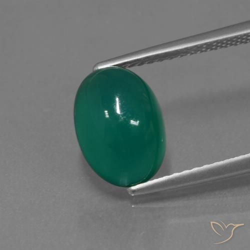 Ágata verde natural 2,97ct, corte oval, translúcido