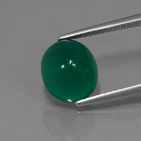 Ágata verde natural 2,81ct, corte oval, translúcido