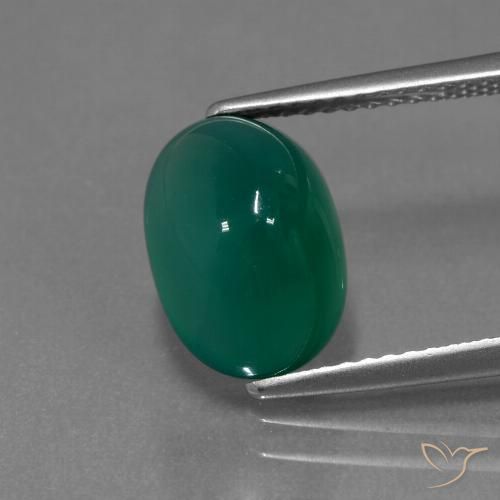 3.39ct Natural verde escuro Ágata, oval, Translúcido
