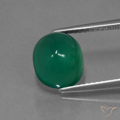 3.23ct Natural Verde profundo médio Ágata, oval, Translúcido