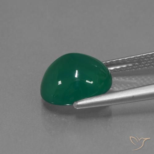 Ágata Verde profundo médio Natural 3.23ct, oval, Translúcido