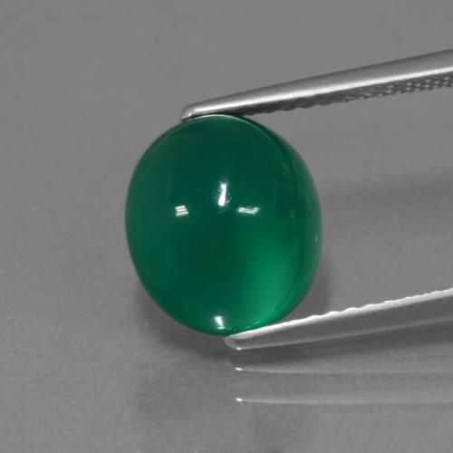 Ágata Verde profundo médio Natural 3.98ct, oval, Translúcido