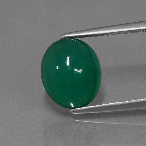 Ágata verde natural 3,00ct, corte oval, translúcido