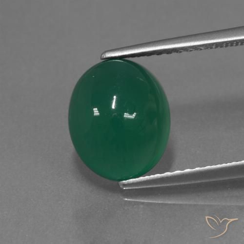 3.17ct Natural Verde floresta Ágata, oval, Translúcido