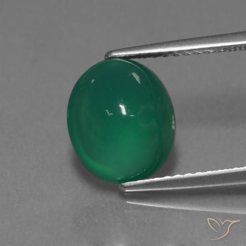 3.61ct Natural Verde floresta Ágata, oval, Translúcido