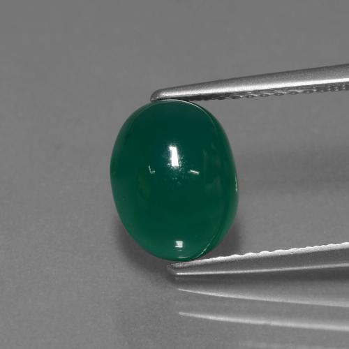 Ágata verde natural 2,95ct, corte oval, translúcido