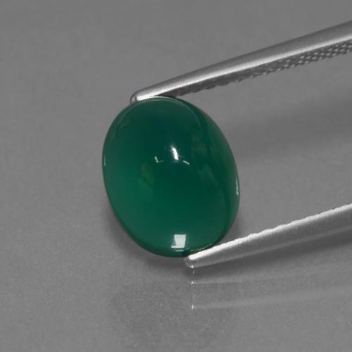 Ágata verde natural 2,84ct, corte oval, translúcido