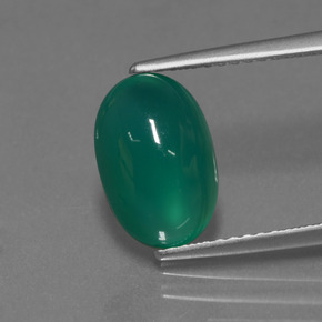 Ágata verde natural 2,88ct, corte oval, translúcido