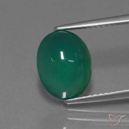 3.23ct Natural Verde médio Ágata, oval, Translúcido