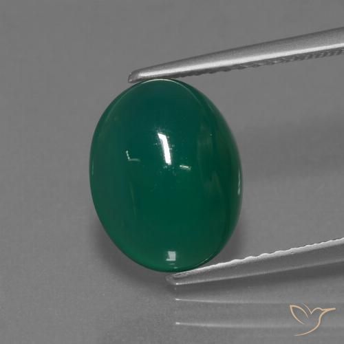 3.76ct Natural Verde escuro médio Ágata, oval, Translúcido
