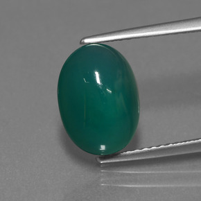 Ágata verde natural 3,43ct, corte oval, translúcido