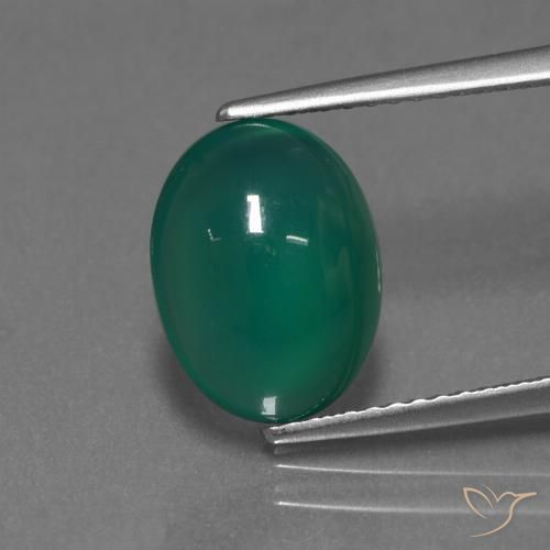 3.15ct Natural Verde médio Ágata, oval, Translúcido