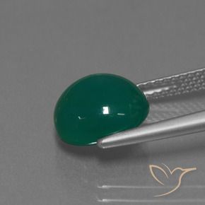 Ágata Verde escuro médio Natural 3.53ct, oval, Translúcido