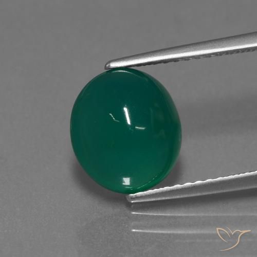 3.49ct Natural Verde escuro médio Ágata, oval, Translúcido, Photo A