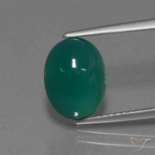 3.18ct Natural Verde escuro médio Ágata, oval, Translúcido