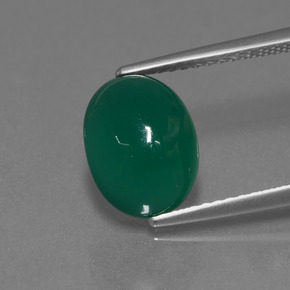 Ágata verde natural 3,31ct, corte oval, translúcido