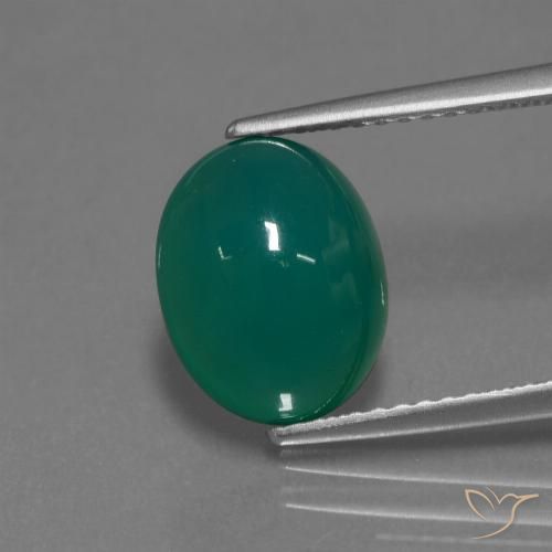 3.50ct Natural Verde médio Ágata, oval, Translúcido