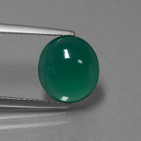 Ágata verde natural 3,39ct, corte oval, translúcido