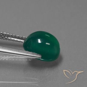 Ágata verde natural 3,44ct, corte oval, translúcido