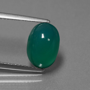Ágata Verde escuro médio Natural 3.35ct, Corte Oval, Translúcido