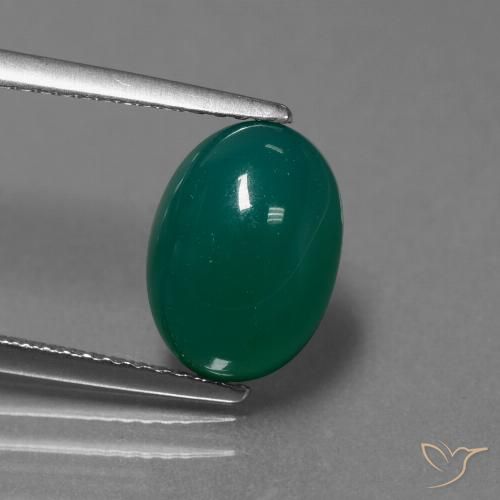 3.69ct Natural Verde escuro médio Ágata, oval, Translúcido