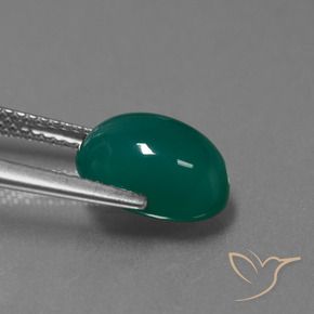 Ágata Verde escuro médio Natural 3.69ct, oval, Translúcido