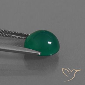 Ágata Verde profundo médio Natural 2.99ct, oval, Translúcido