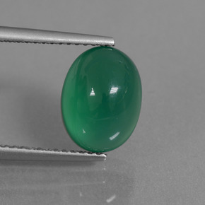 Ágata verde natural 3,53ct, corte oval, translúcido