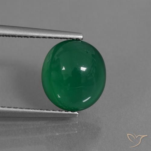 3.34ct Natural Verde profundo médio Ágata, oval, Translúcido