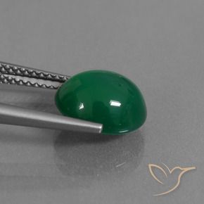Ágata Verde profundo médio Natural 3.34ct, oval, Translúcido