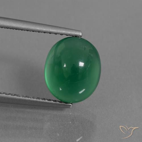 3.46ct Natural verde quente Ágata, oval, Translúcido