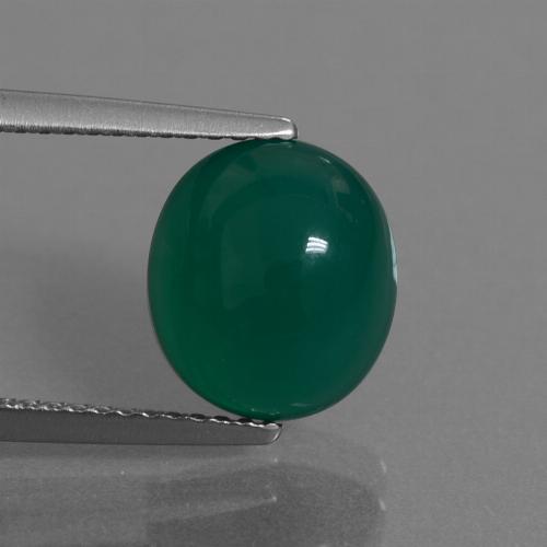 Ágata verde natural 3,48ct, corte oval, translúcido