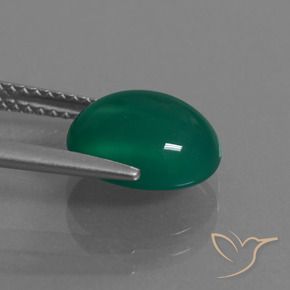 Ágata verde pinho Natural 3.19ct, oval, Translúcido