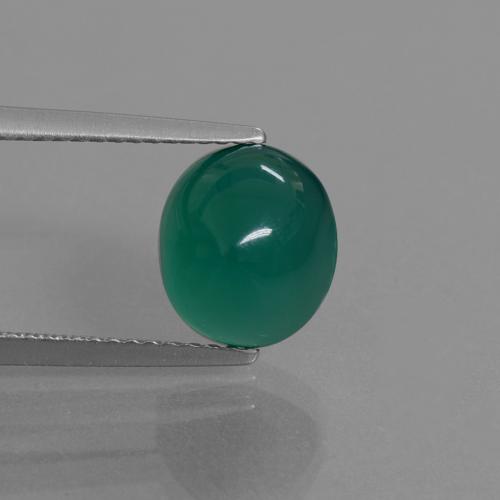 Ágata verde natural 3,55ct, corte oval, translúcido